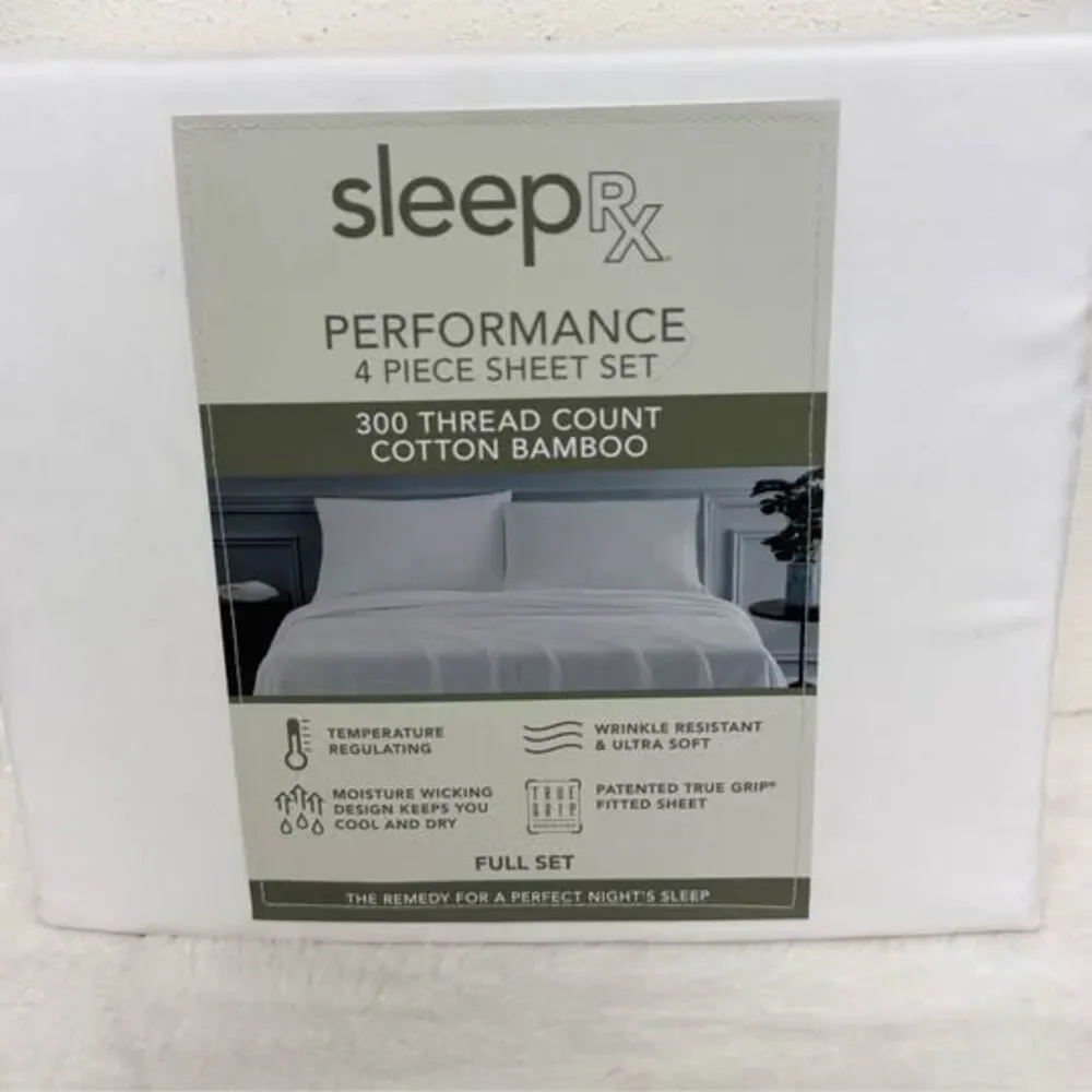 Full Sheet Set Bright White Cotton/Bamboo Sheet Set New